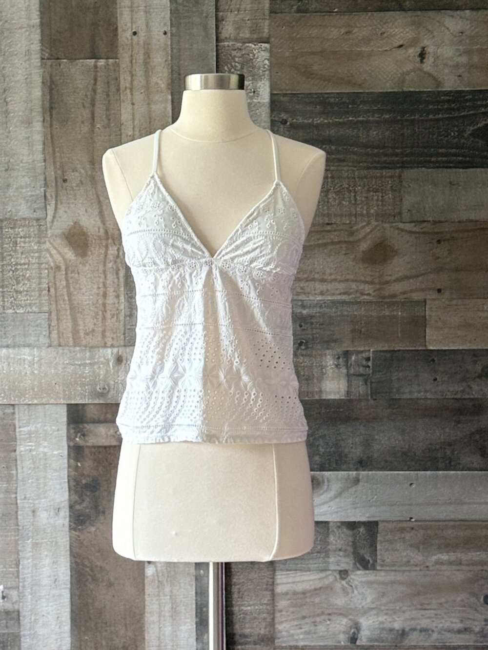 Ralph Lauren white crochet lace halter top small festival boho wanderlust hippie